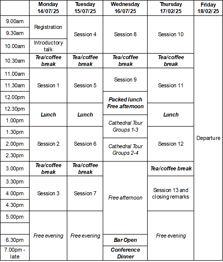 Provisional Timetable